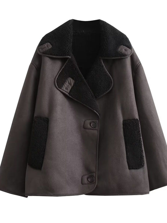Damen Oversized-Baumwolljacke mit gefüttertem Kragen EB