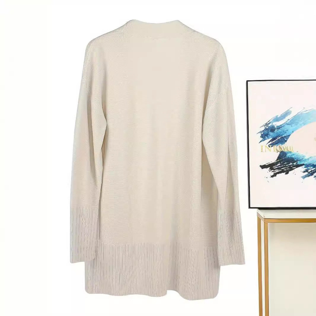 Damen vielseitige Strickjacke mit offenem Frontdesign und praktischen Taschen EB