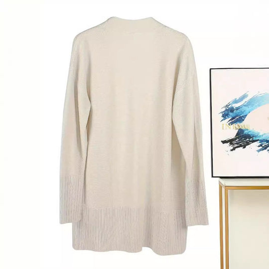 Damen vielseitige Strickjacke mit offenem Frontdesign und praktischen Taschen EB