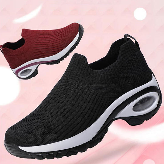 Damen Komfortable Slip-On Sneakers mit atmungsaktiver Strickoberfläche EB