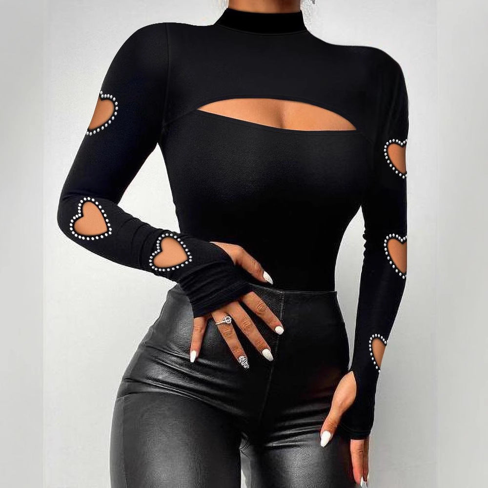 Damen Langärmliges Oberteil mit einzigartigem Cut-Out-Design und dekorativen Details EB