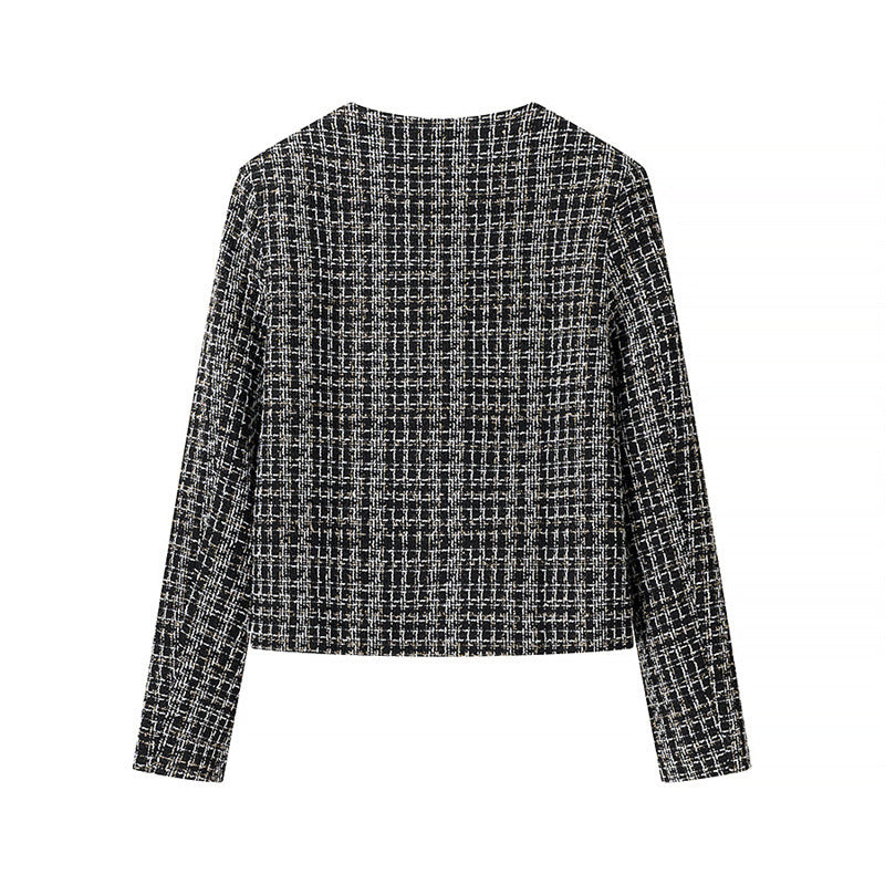 Damen elegante Tweedjacke mit goldenen Knöpfen EB