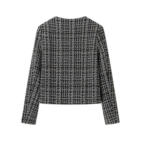 Damen elegante Tweedjacke mit goldenen Knöpfen EB