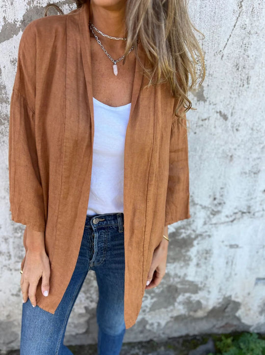 Damen lässige Sommerjacke aus leichtem Leinen EB
