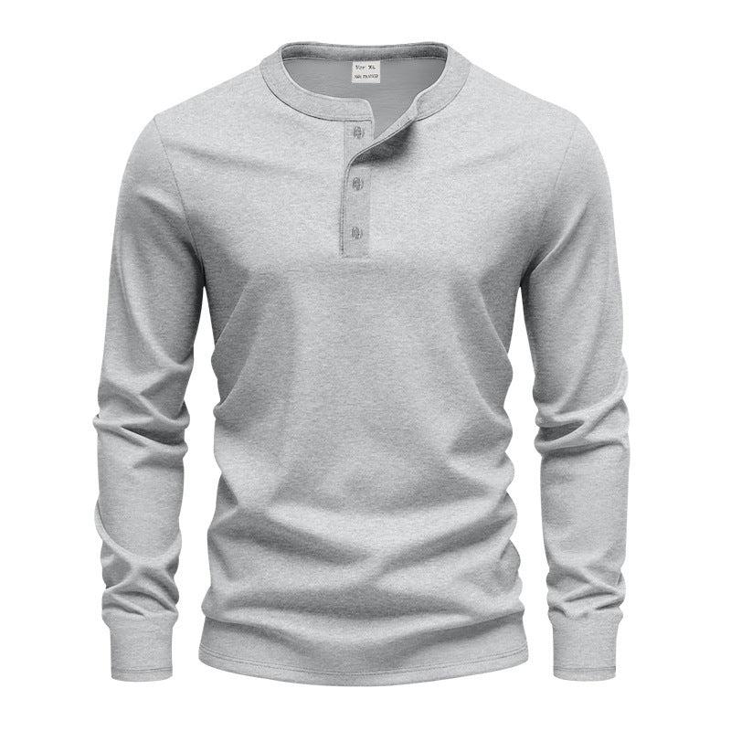 Herren nan tailliertes Langarm-Henleyshirt mit Stehkragen, feinem Baumwollstretch und Rippbündchen EB