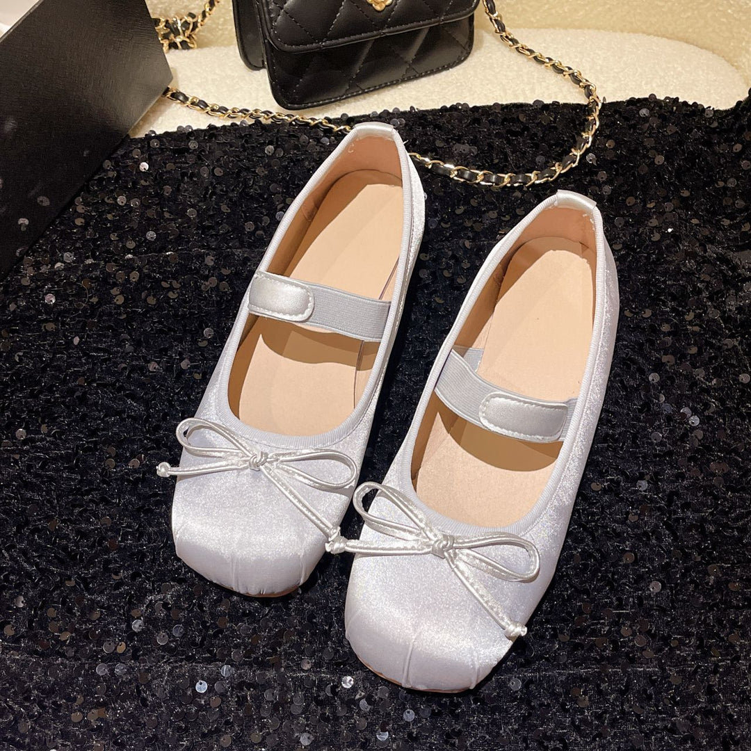 Damen elegante Ballerinas mit verstellbarem Riemen und Schleifenverzierung EB