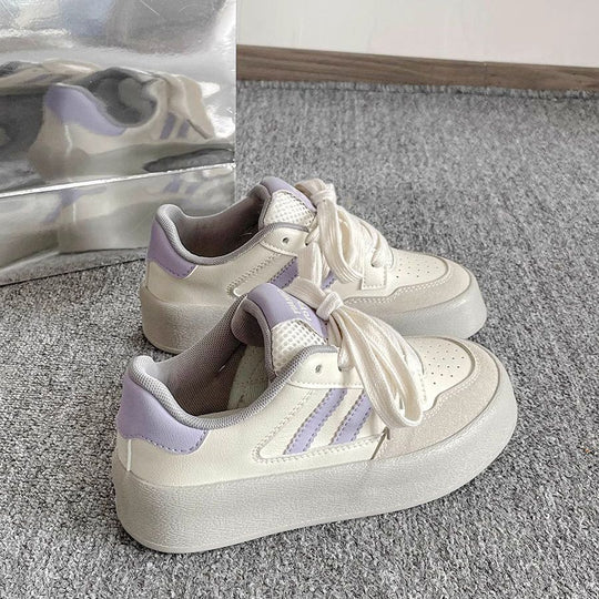 Damen Plattform Sneakers mit atmungsaktiver Obermaterialkombination und rutschfester Sohle EB