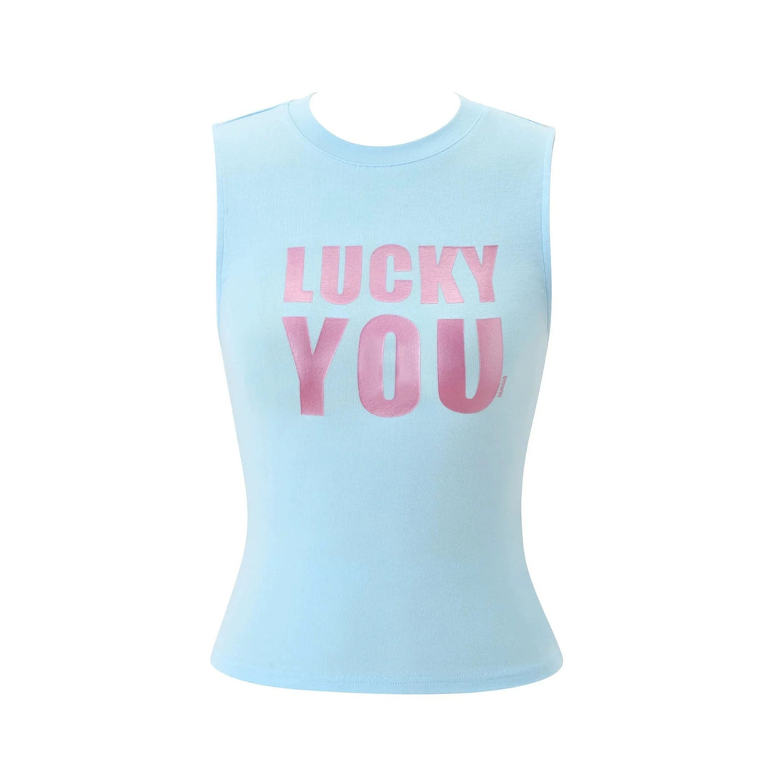 Damen ärmelloses Tank-Top mit auffälligem Statement-Print EB