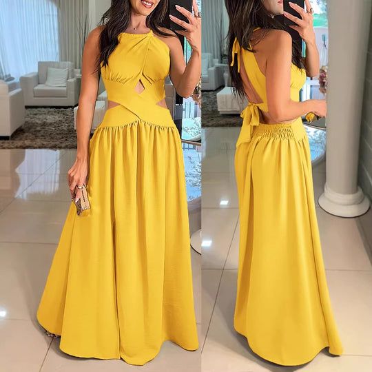 Damen Maxikleid mit eleganter Überkreuzung und modischem Ausschnitt EB