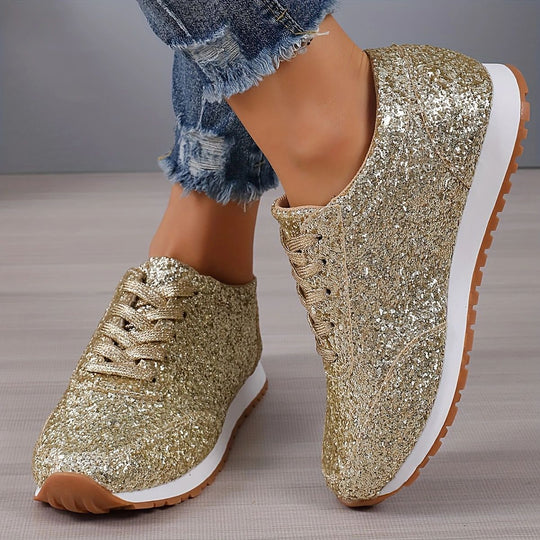 Damen Glitzernde Freizeitschuhe mit rutschfester Sohle und gepolstertem Fußbett EB