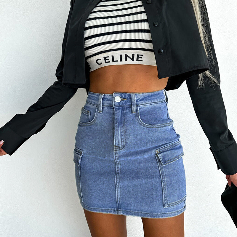 Damen Jeansrock mit praktischen Taschen und figurbetontem Schnitt EB