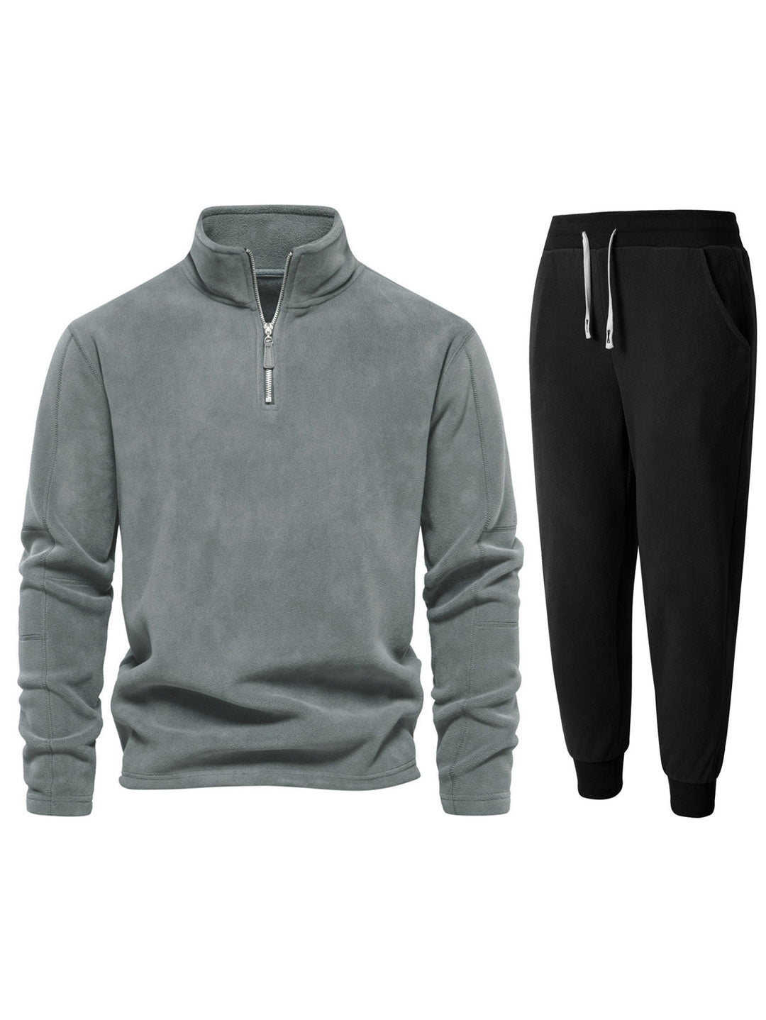 Herren Fleece-Oberteil mit kurzer Reißverschluss und bequemen Jogginghosen EB