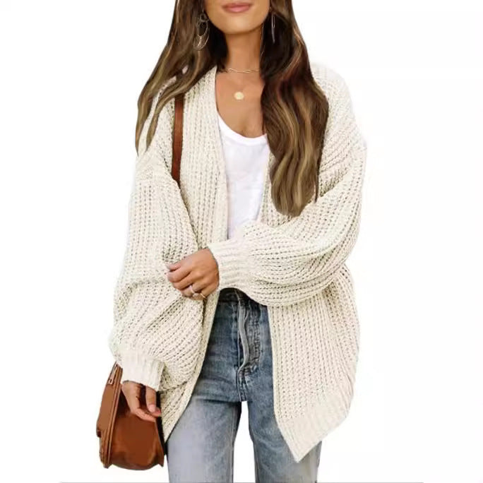 Damen Grobstrickjacke mit überschnittenen Schultern und lässigem Schnitt EB