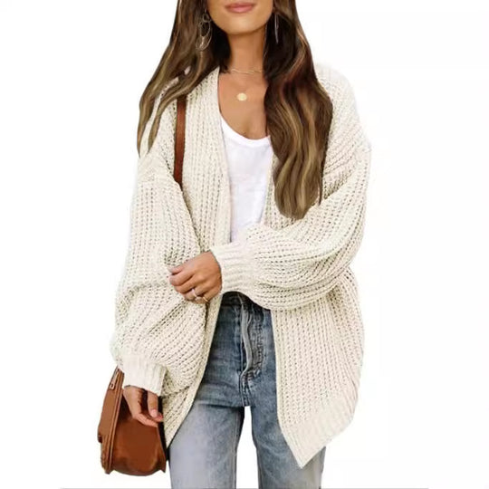 Damen Grobstrickjacke mit überschnittenen Schultern und lässigem Schnitt EB