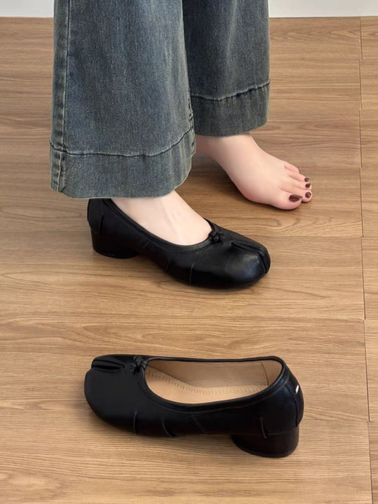 Damen elegante Ballerinas mit komfortablem Blockabsatz und modischem Falten-Design EB