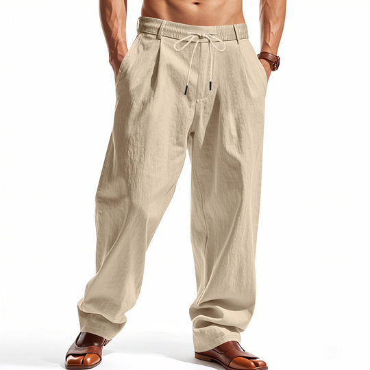 Herren lässige Freizeithose mit eleganten Falten und komfortablem Schnitt EB