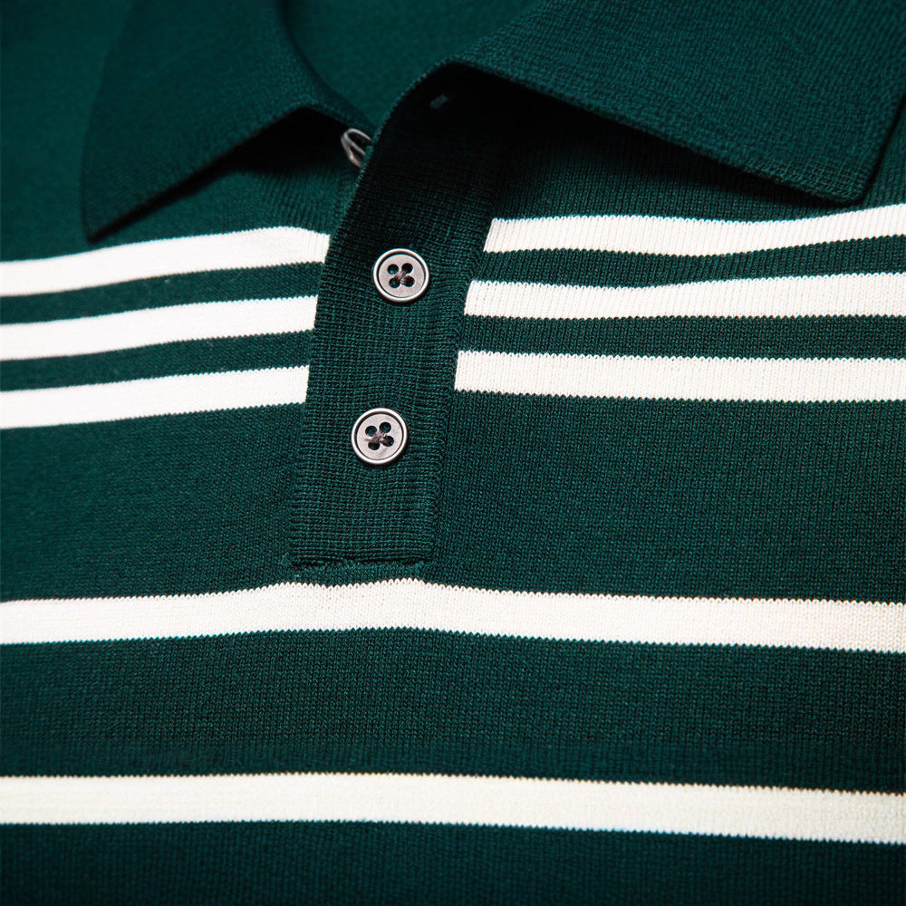 Herren Polo-Pullover mit modischem Streifenmuster und leichter Struktur EB