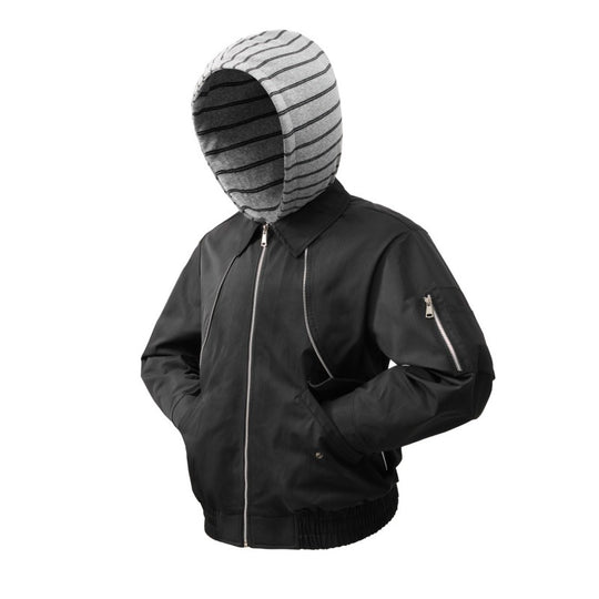 Herren leichte Bomberjacke mit gestreifter Kapuzeninnenjacke, elastischem Saum und Utility-Ärmeltasche EB
