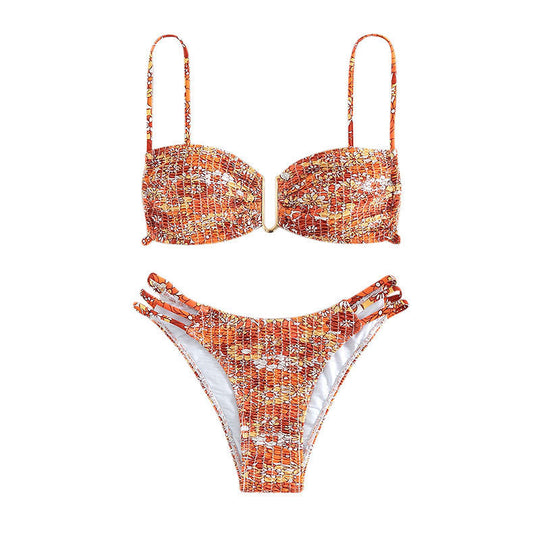 Damen Bikini-Set mit verspieltem Mustermix und modernen Schnürdetails EB