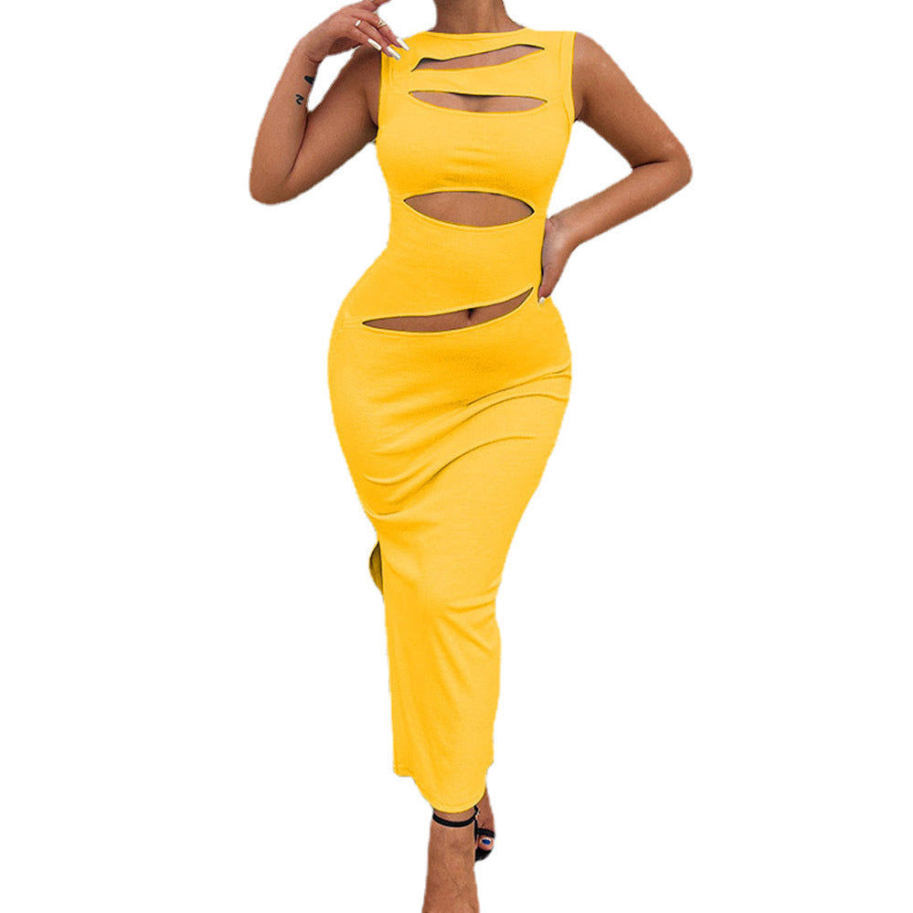 Damen figurbetontes Cut-Out Maxikleid EB