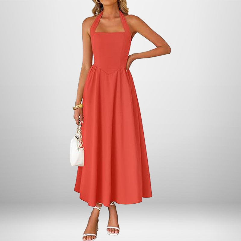 EB | Cross Back O-Hals Maxikleid Leinen
