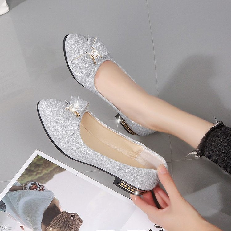 Damen Ballerinas mit elegantem Schleifendetail und modischem Absatz EB