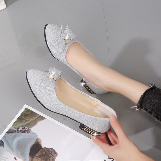 Damen Ballerinas mit elegantem Schleifendetail und modischem Absatz EB