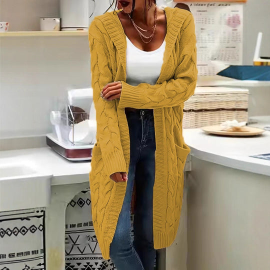 Damen Grobstrickcardigan mit praktischen Taschen und eleganten Zopfdetails EB