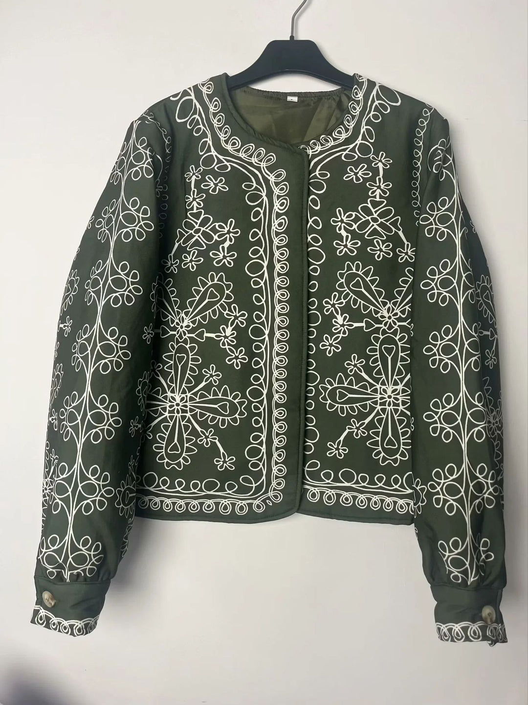 Damen gestickte Jacke mit floralem Design und modernem Schnitt EB