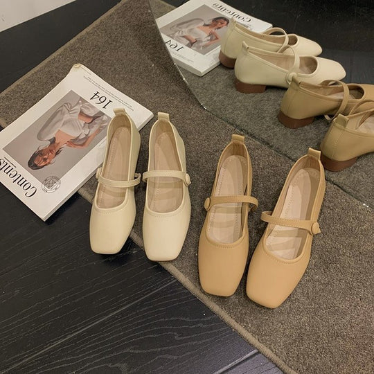 Damen Ballerinas mit elegantem Riemchen und hochwertiger Oberflächenstruktur EB