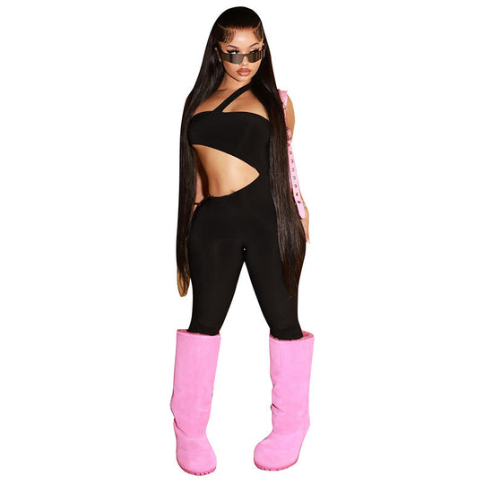 Damen Sportliches Set mit Crop-Top und Leggings EB