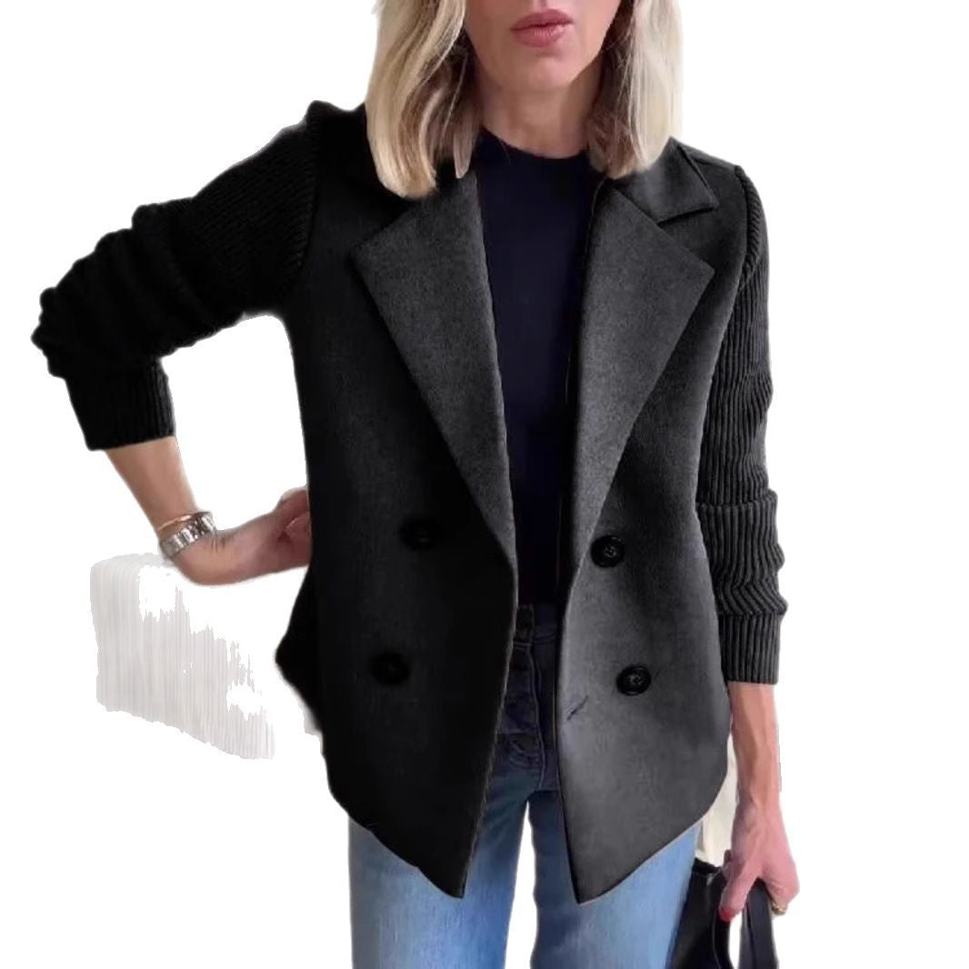 Damen Modischer Blazer mit doppelter Knopfleiste und Rippärmel EB