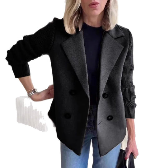 Damen Modischer Blazer mit doppelter Knopfleiste und Rippärmel EB