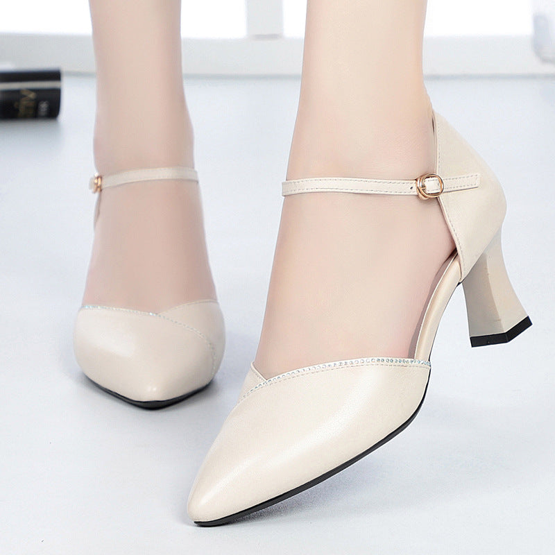 Damen schicke Pumps mit elegantem Riemen und komfortablem Blockabsatz EB