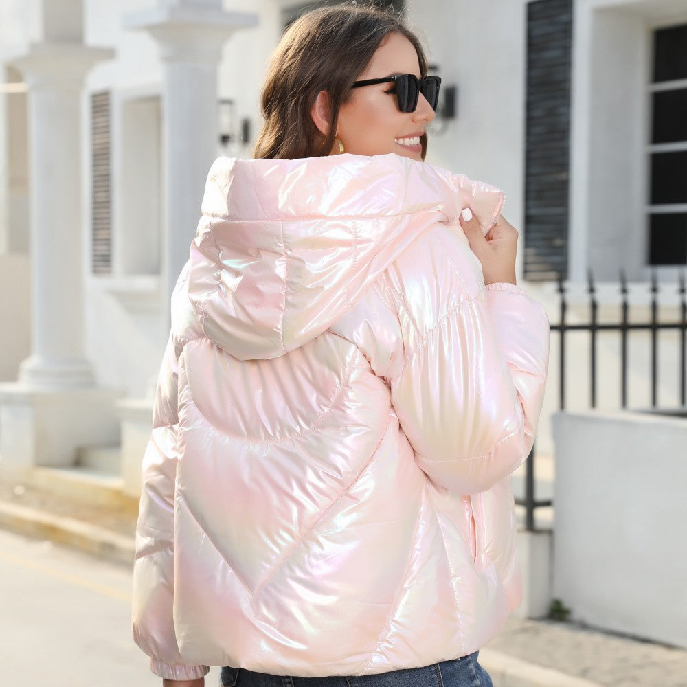 Damen Hochglänzende Steppjacke EB