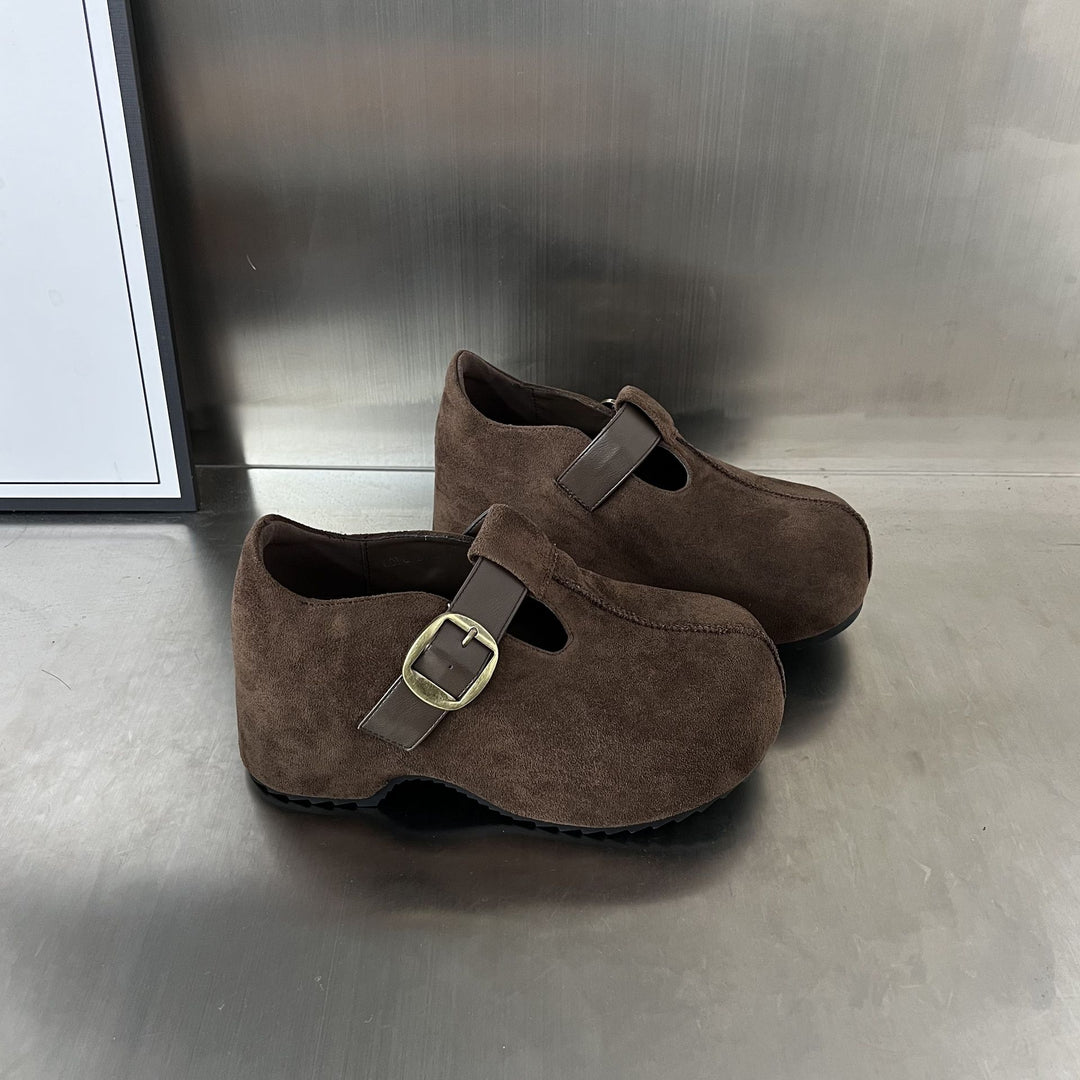 Damen Komfortable Clogs mit elegantem Schnallenverschluss aus hochwertigem Wildleder EB