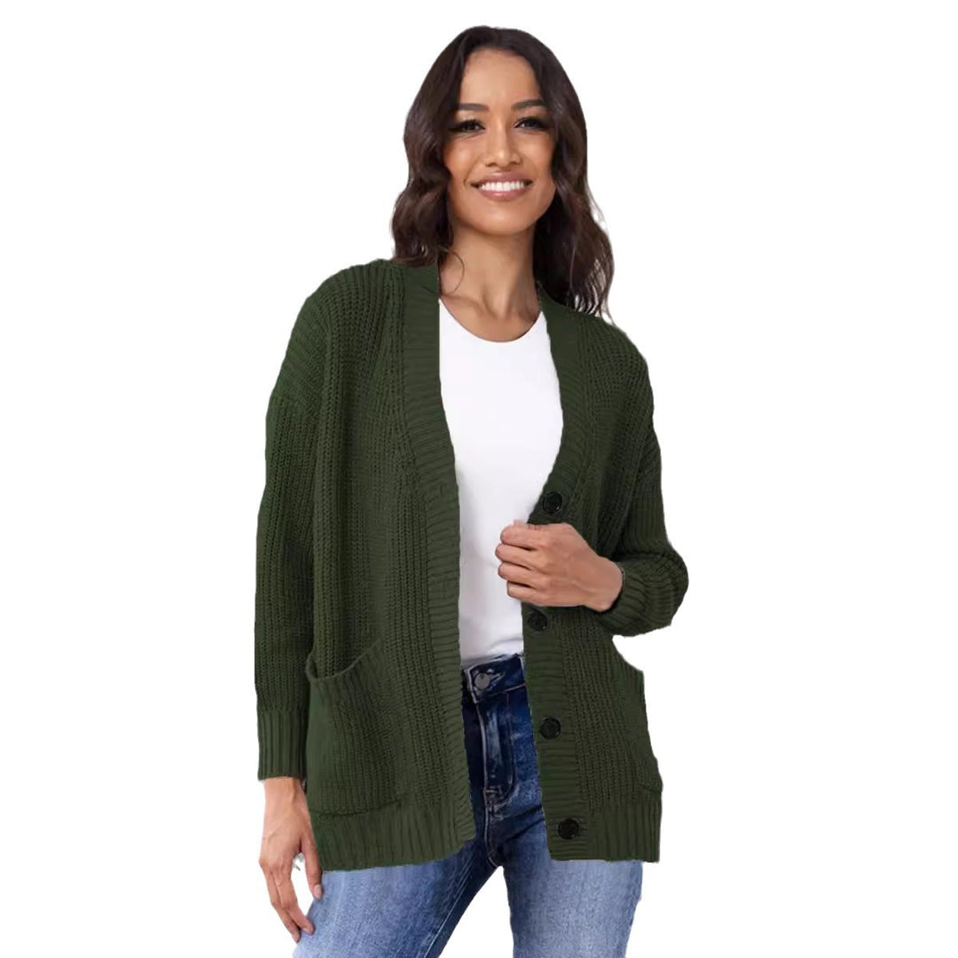 Damen Strickjacke mit modernen Taschen und geripptem Design EB