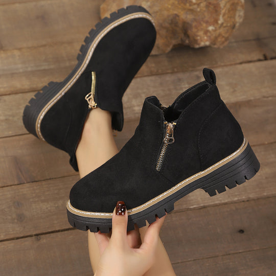 Damen modische Ankle-Stiefeletten mit seitlichem Reißverschluss und rutschfester Sohle EB