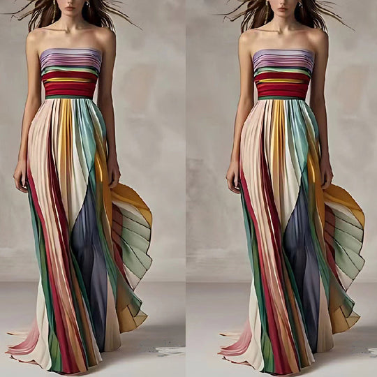 Trägerloses Maxikleid mit Falten