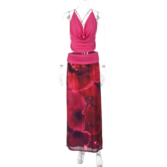 Damen Boho Maxikleid mit raffiniertem Oberteil und floraler Drapierung EB