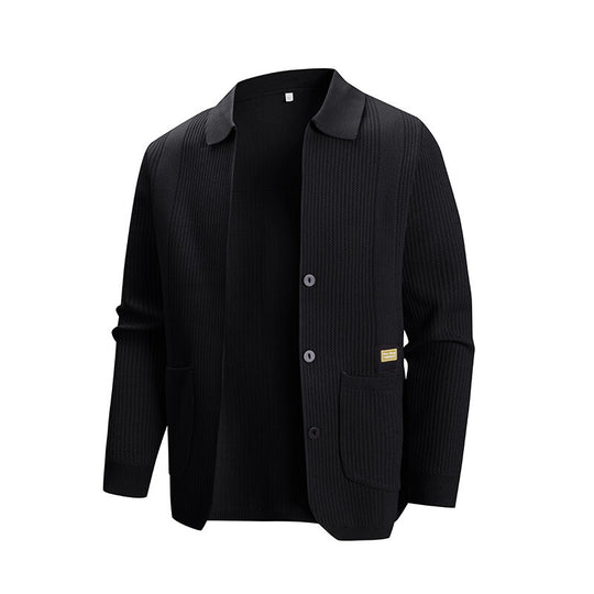 Herren Strickjacke mit modernem Rippmuster und praktischen Taschen EB