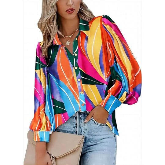 Damen auffällige Bluse mit strukturierten Ärmeln EB