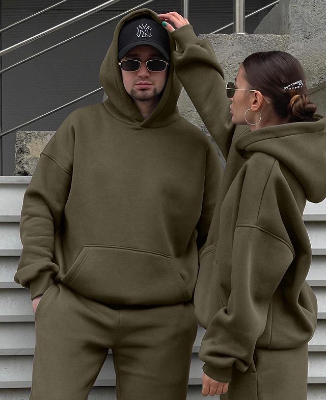 Unisex Oversize-Kapuzenpullover und Relax-Jogginghose Set aus hochwertiger Baumwollmischung EB