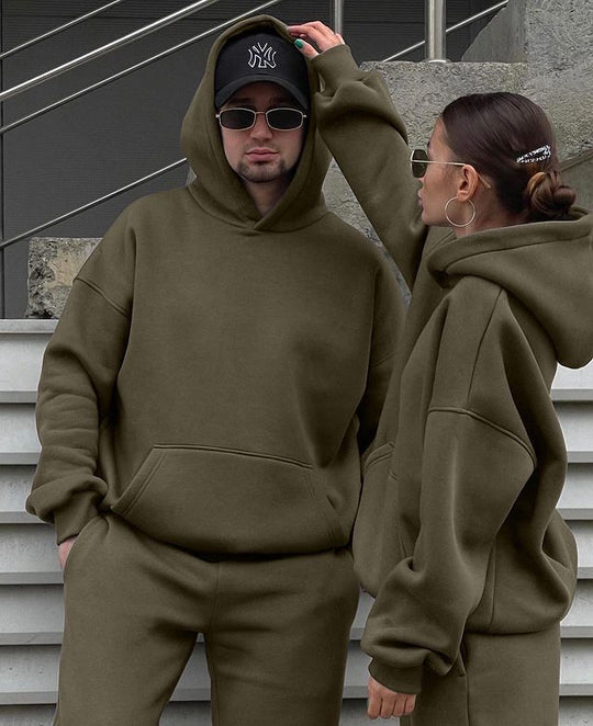 Unisex Oversize-Kapuzenpullover und Relax-Jogginghose Set aus hochwertiger Baumwollmischung EB