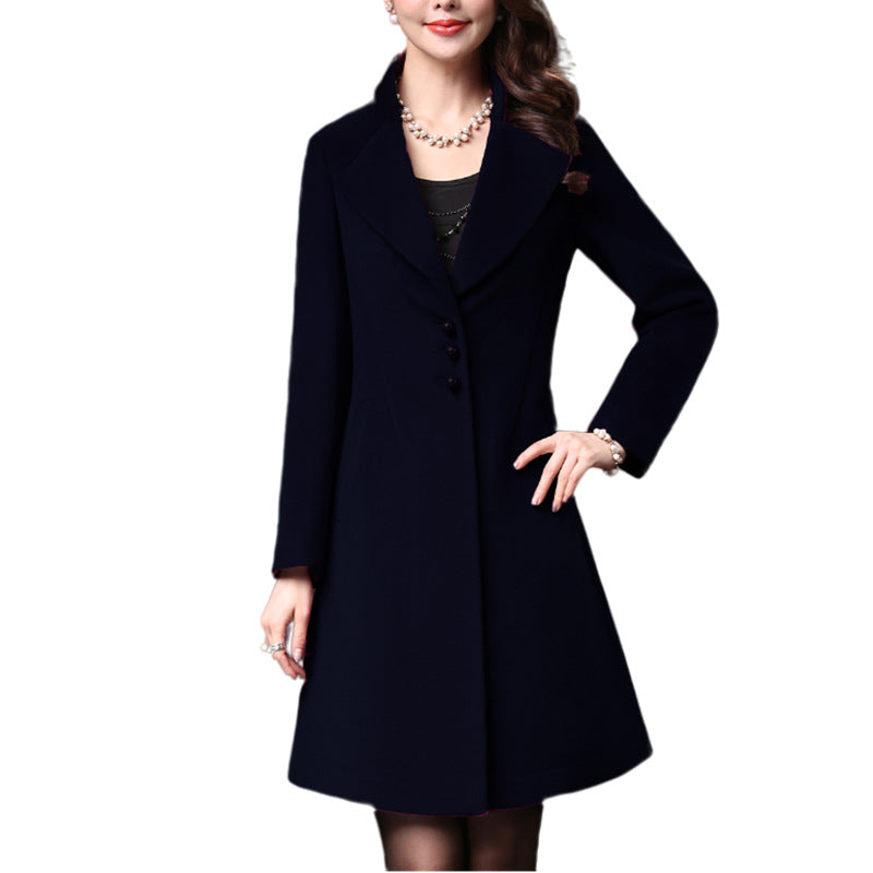 Damen eleganter Wollmantel mit schickem Revers EB