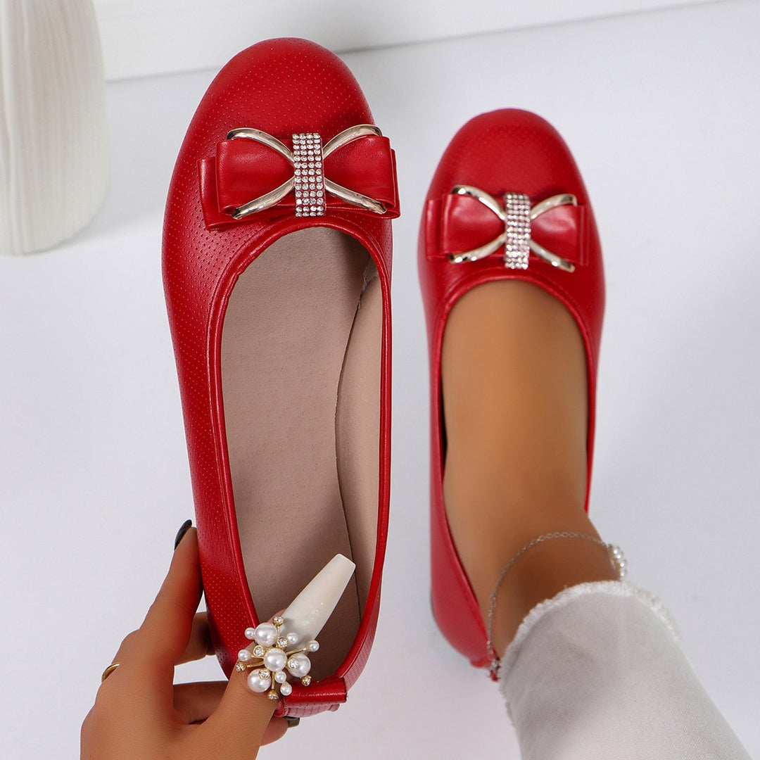 Damen  filigrane Ballerina-Slipper mit dekorativer Schleifenapplikation und gepolsterter Komfortsohle EB