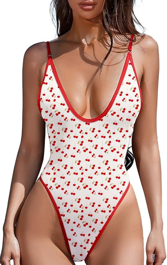 Damen Sportlicher Monokini mit fruchtigem Muster EB