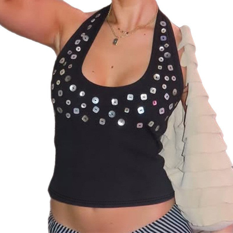 Damen Trendiges Tanktop mit funkelnden Pailletten EB