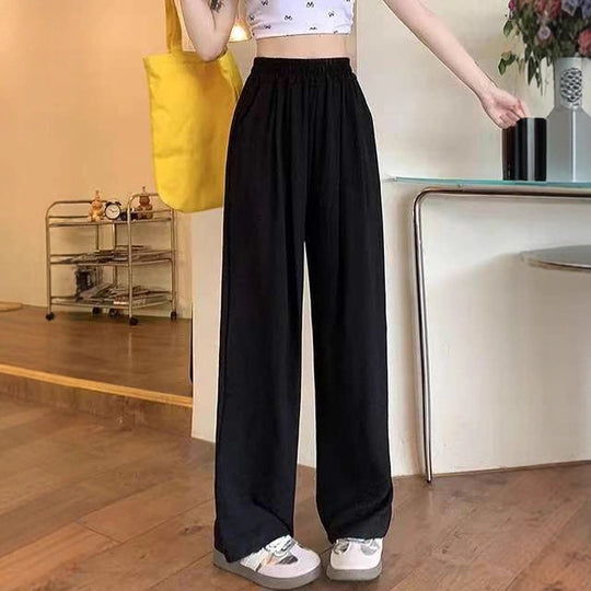 Damen Weite Leinenhose mit elastischem Bund und praktischen Taschen EB