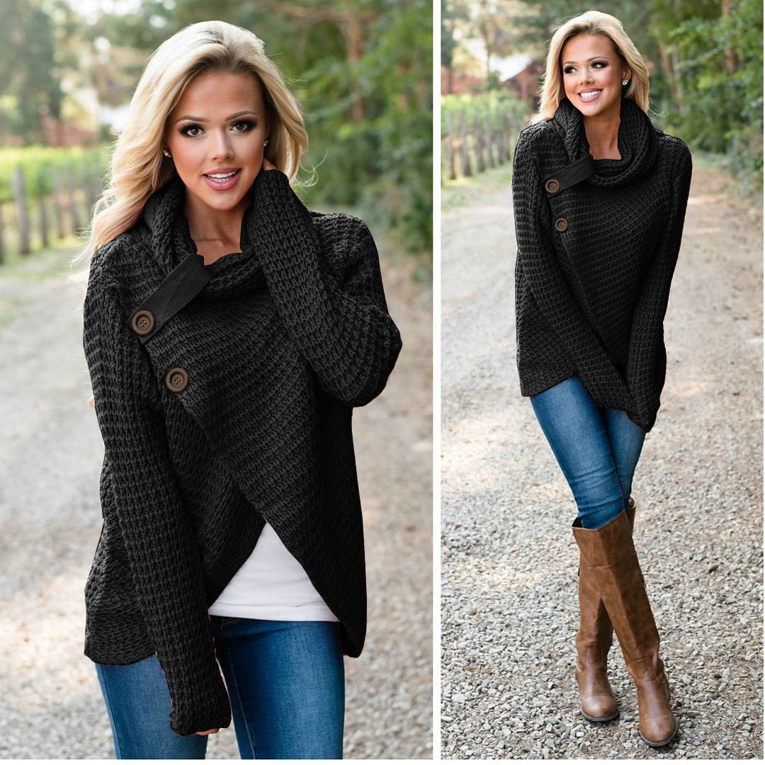 Damen Strickjacke mit asymmetrischem Verschluss und komfortablem Kragen EB